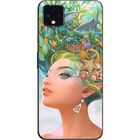 Mermaid with Sea Stars in Her Hair by Ivy Dolamore Google Pixel 4 XL Skin
